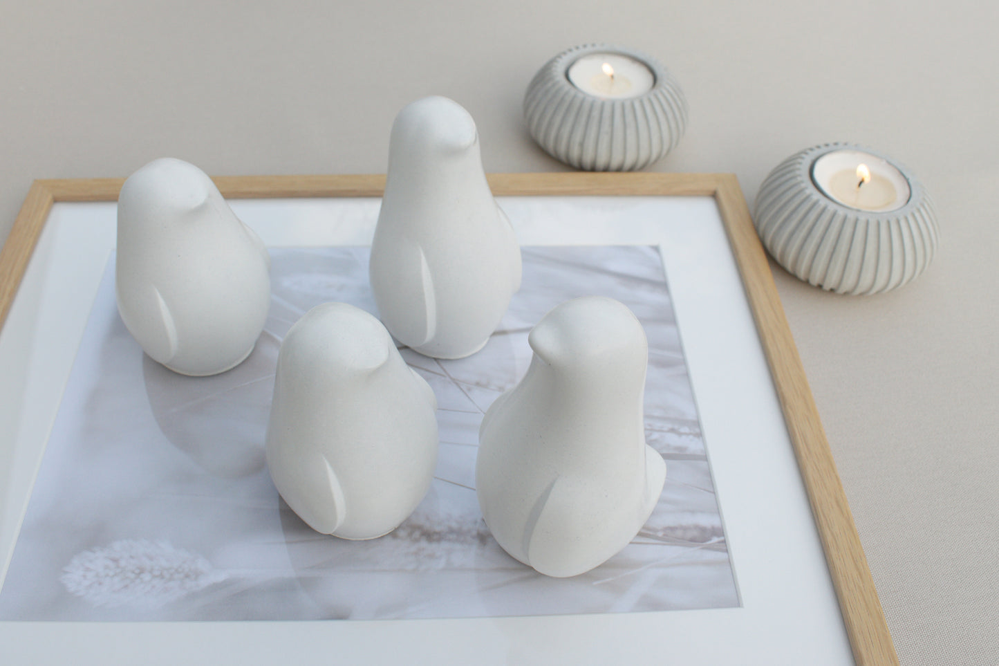 Skandi Vögel aus weißem Beton – Minimalistische Deko mit nordischem Charme