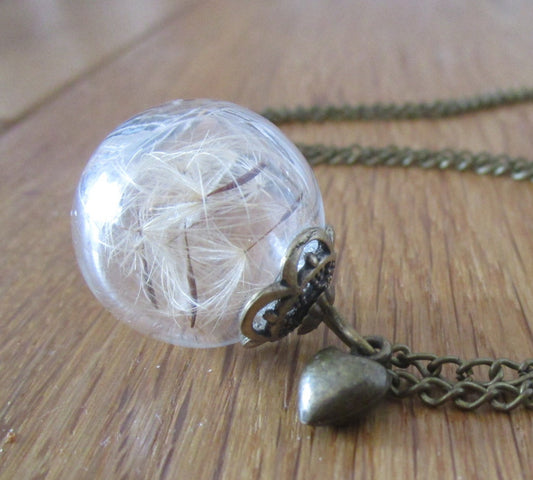 Kette mit Pusteblumen, bronzene Vintage Kette, Kette mit Blüten, Geschenk zum Muttertag