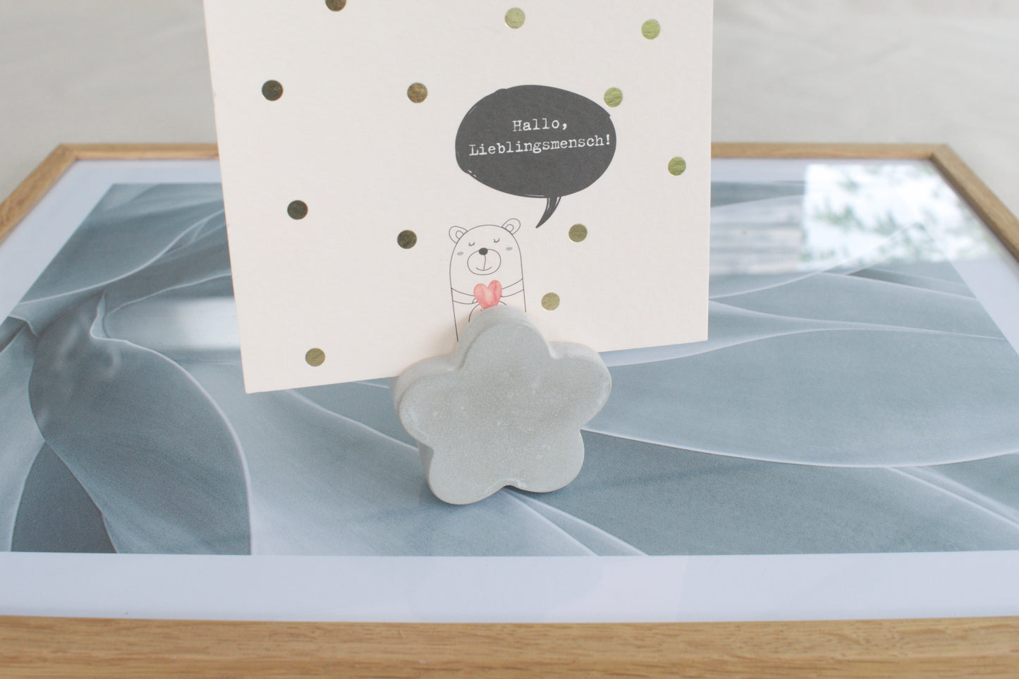 Fotohalter aus Beton, Fotoaufsteller, Tischdeko Hochzeit,  Visitenkartenhalter Herz, Blume, Kreis oder Regenbogen, Kartenhalter aus Beton