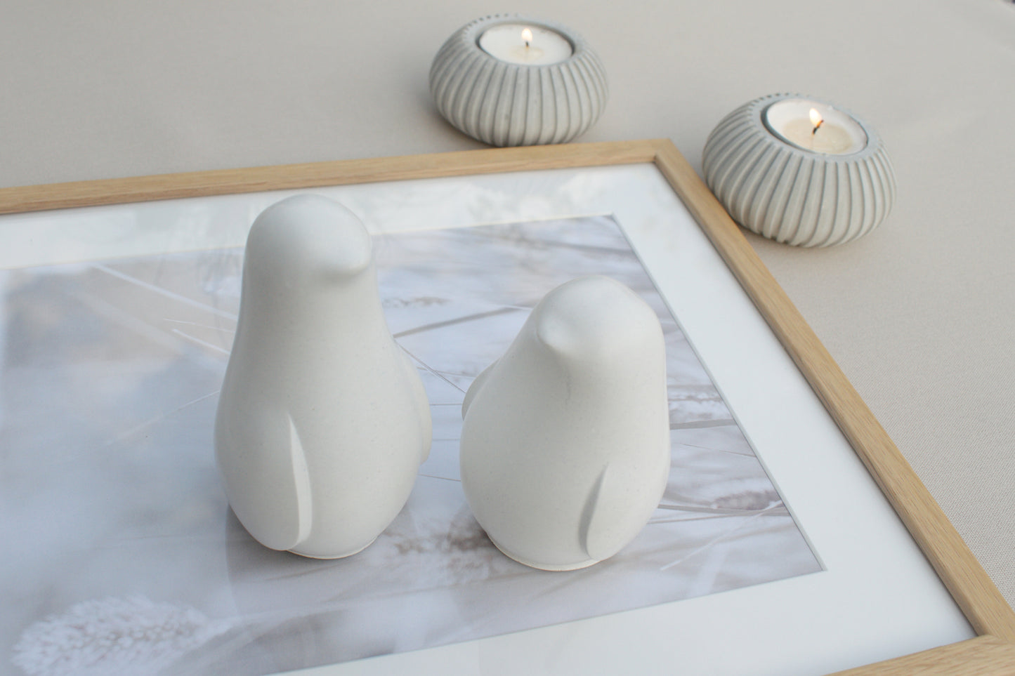 Skandi Vögel aus weißem Beton – Minimalistische Deko mit nordischem Charme