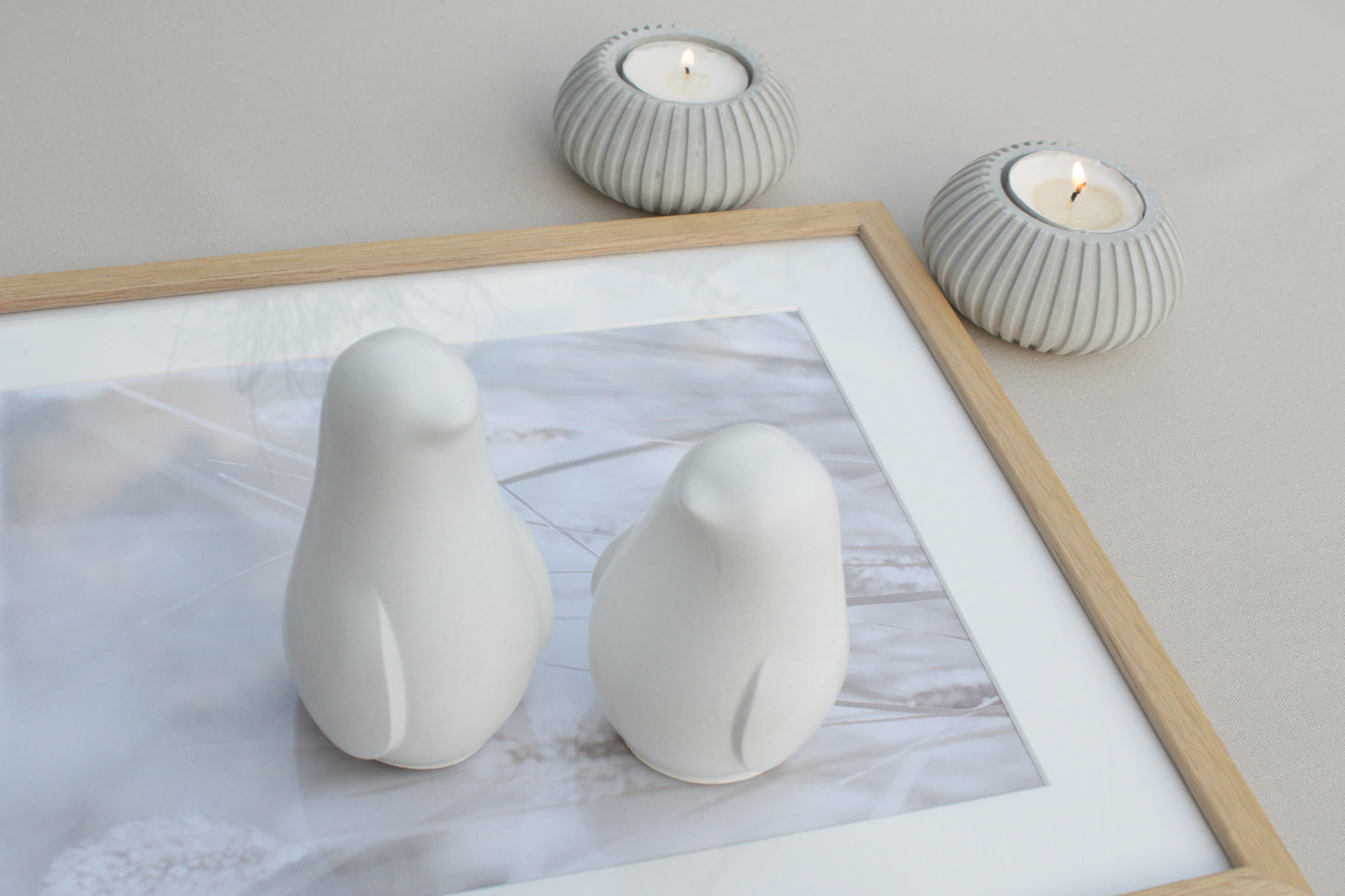 Skandi Vögel aus weißem Beton – Minimalistische Deko mit nordischem Charme