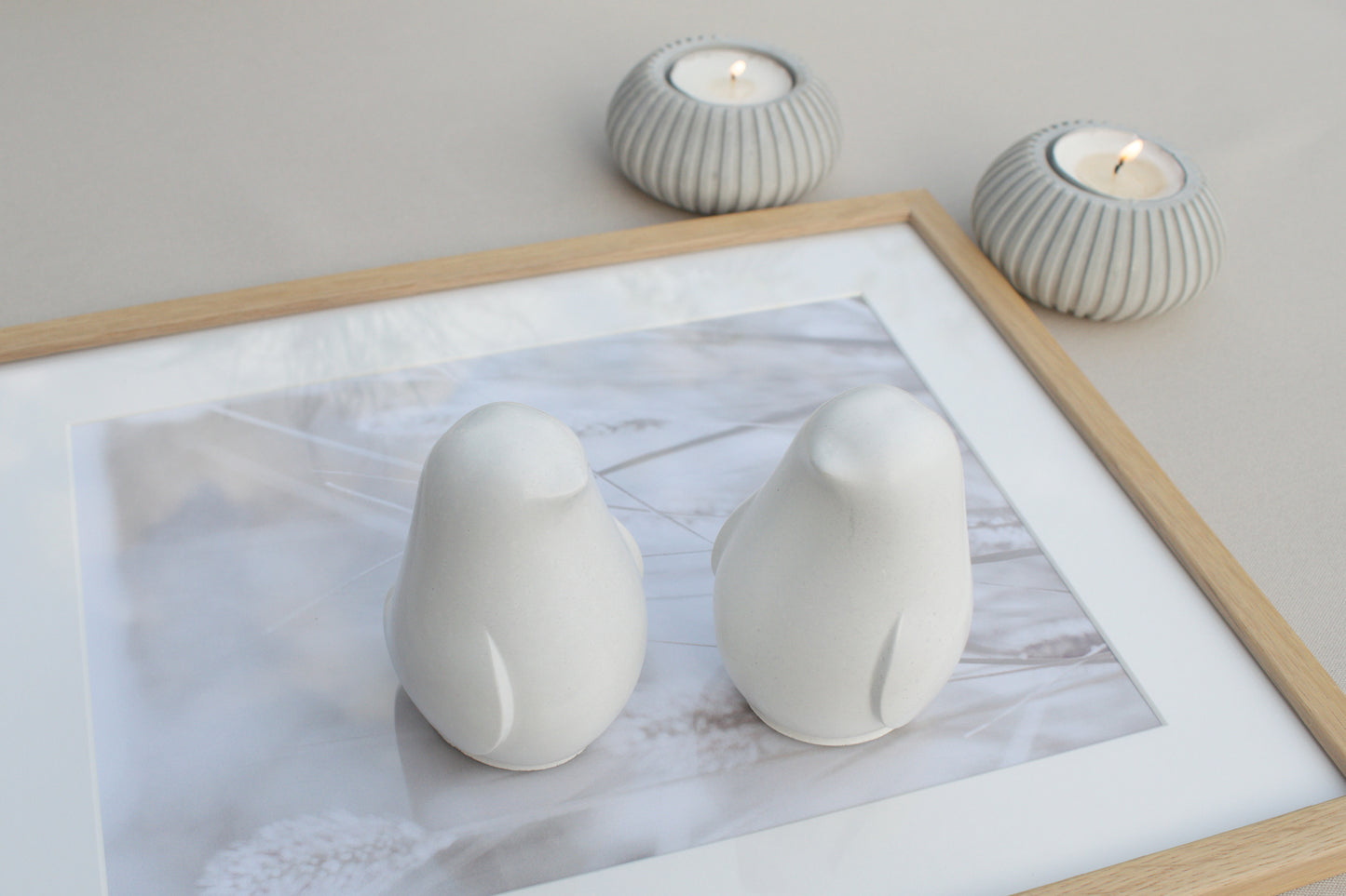 Skandi Vögel aus weißem Beton – Minimalistische Deko mit nordischem Charme