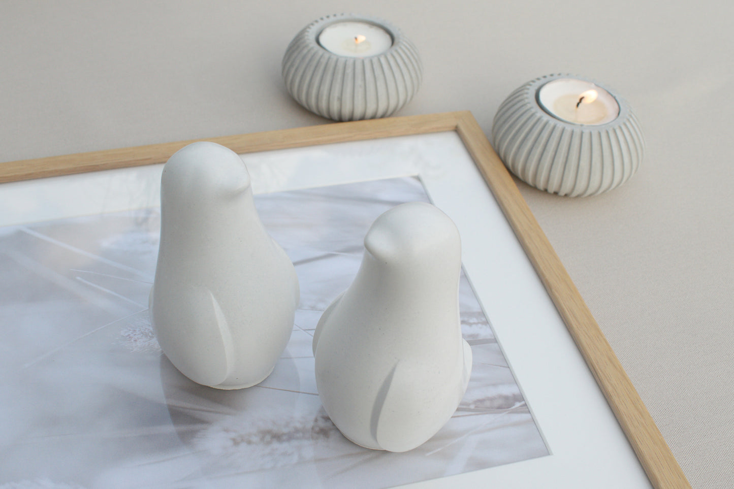 Skandi Vögel aus weißem Beton – Minimalistische Deko mit nordischem Charme