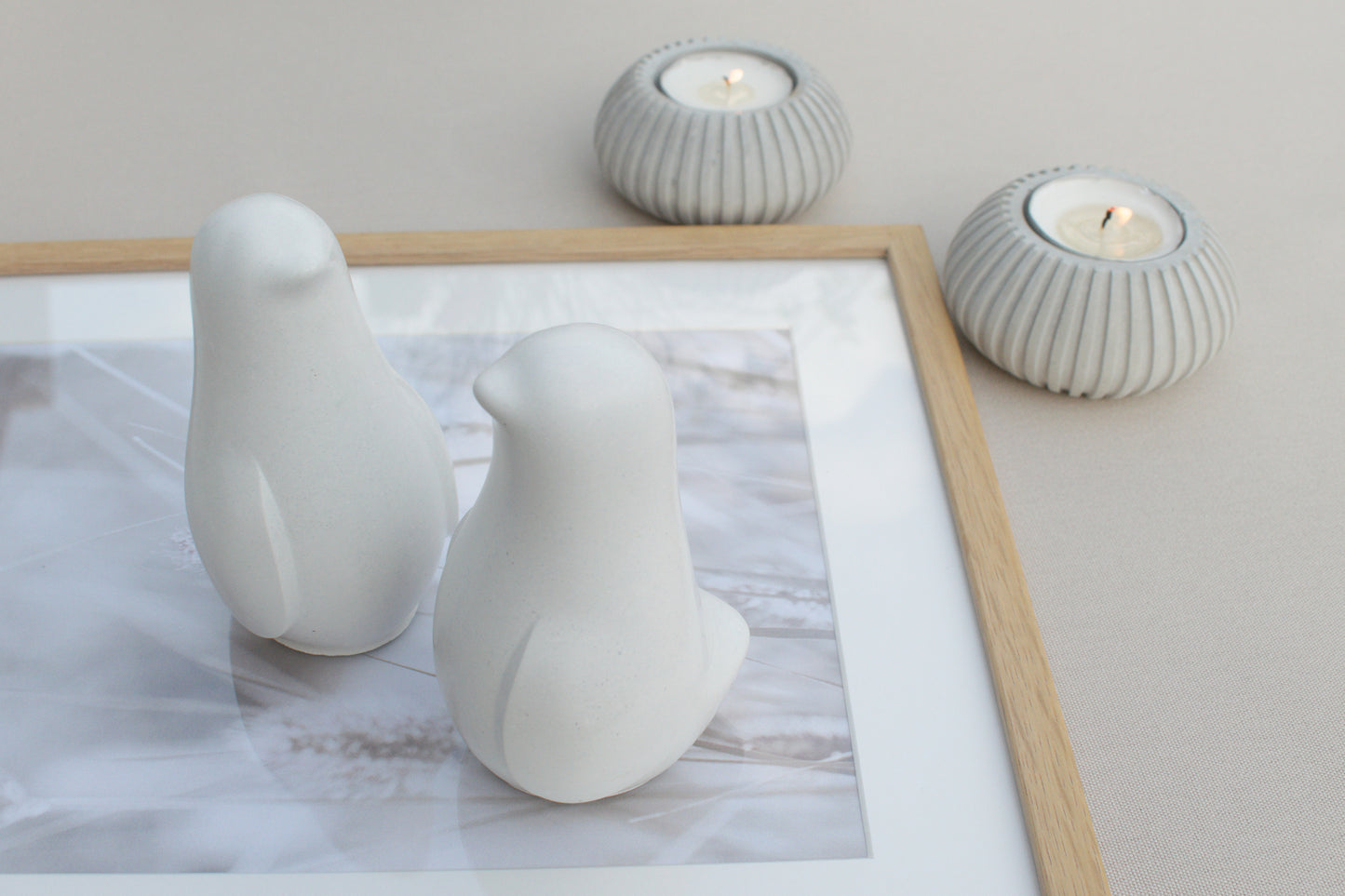 Skandi Vögel aus weißem Beton – Minimalistische Deko mit nordischem Charme