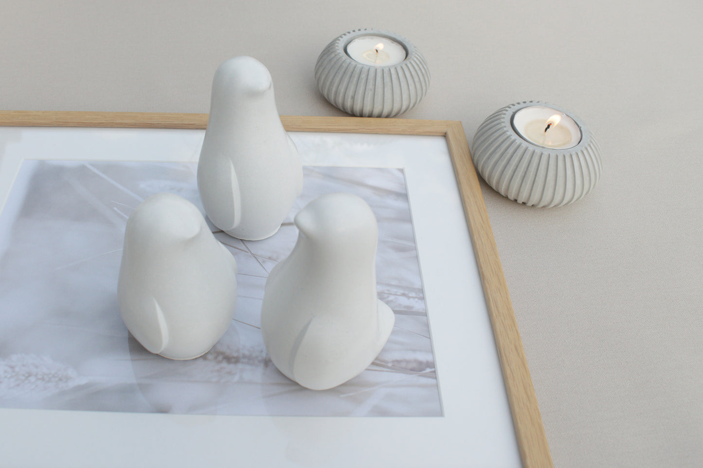 Skandi Vögel aus weißem Beton – Minimalistische Deko mit nordischem Charme