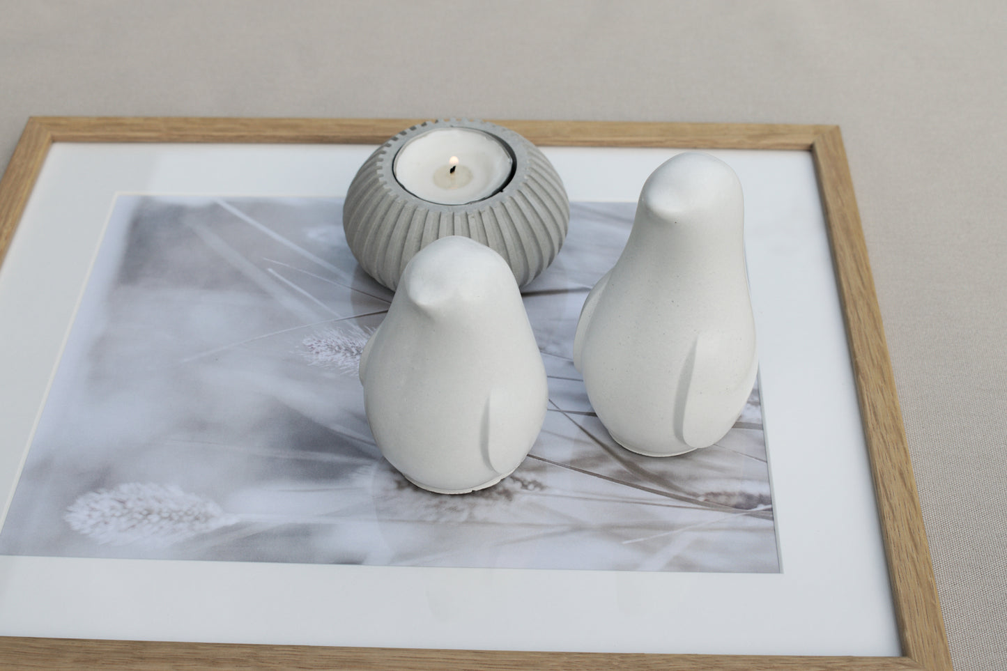 Skandi Vögel aus weißem Beton – Minimalistische Deko mit nordischem Charme
