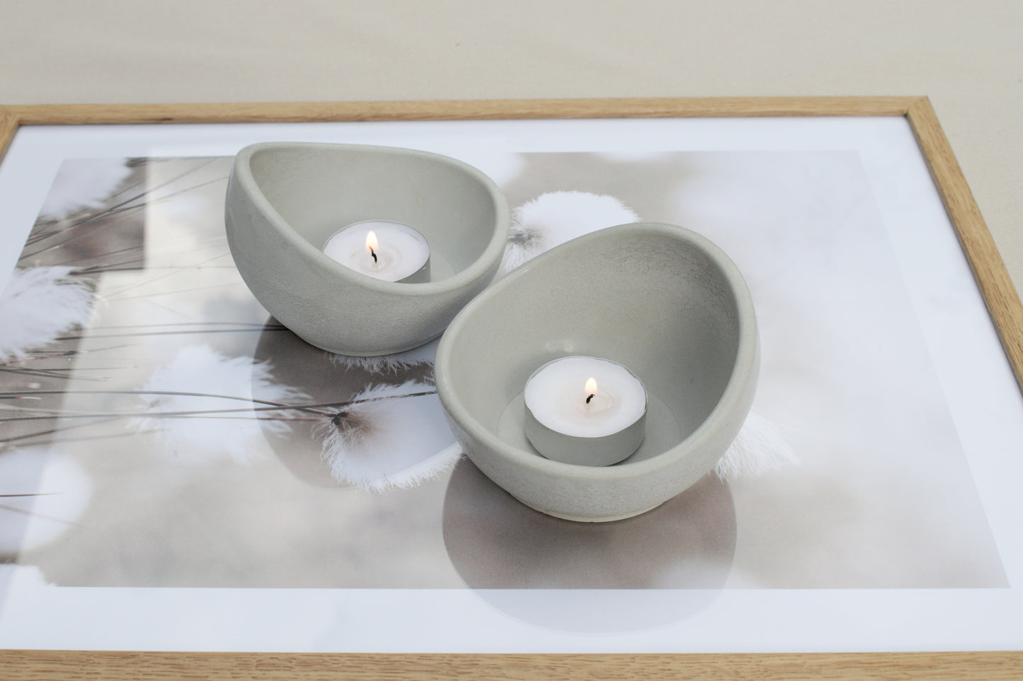 2er Set Kerzenhalter aus grauem Beton – Teelichthalter Skandi Industrial Style – Tischdeko Wohnzimmer – Minimalistische Deko Geschenkidee