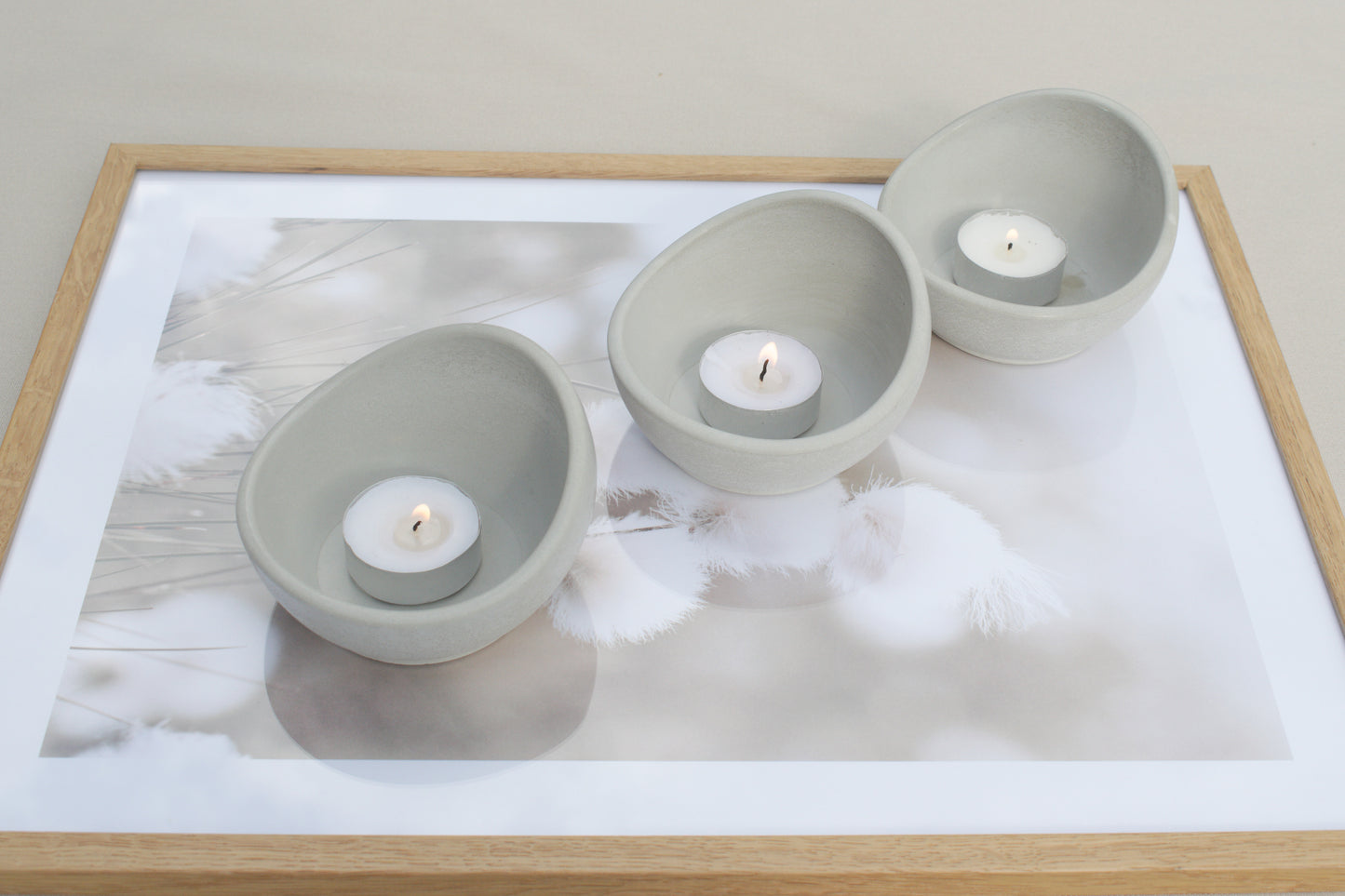 2er Set Kerzenhalter aus grauem Beton – Teelichthalter Skandi Industrial Style – Tischdeko Wohnzimmer – Minimalistische Deko Geschenkidee