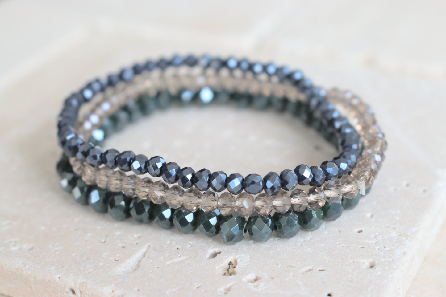 Armband-Set in rosa, lila und grün