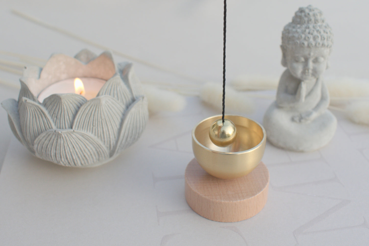 Mini singing bowl with wooden base for your meditation or yoga