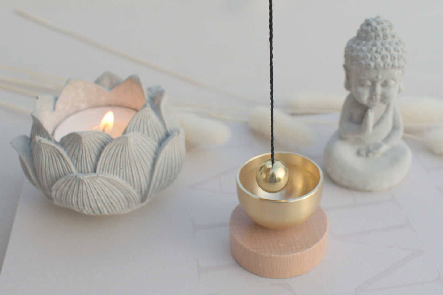 Mini singing bowl with wooden base for your meditation or yoga