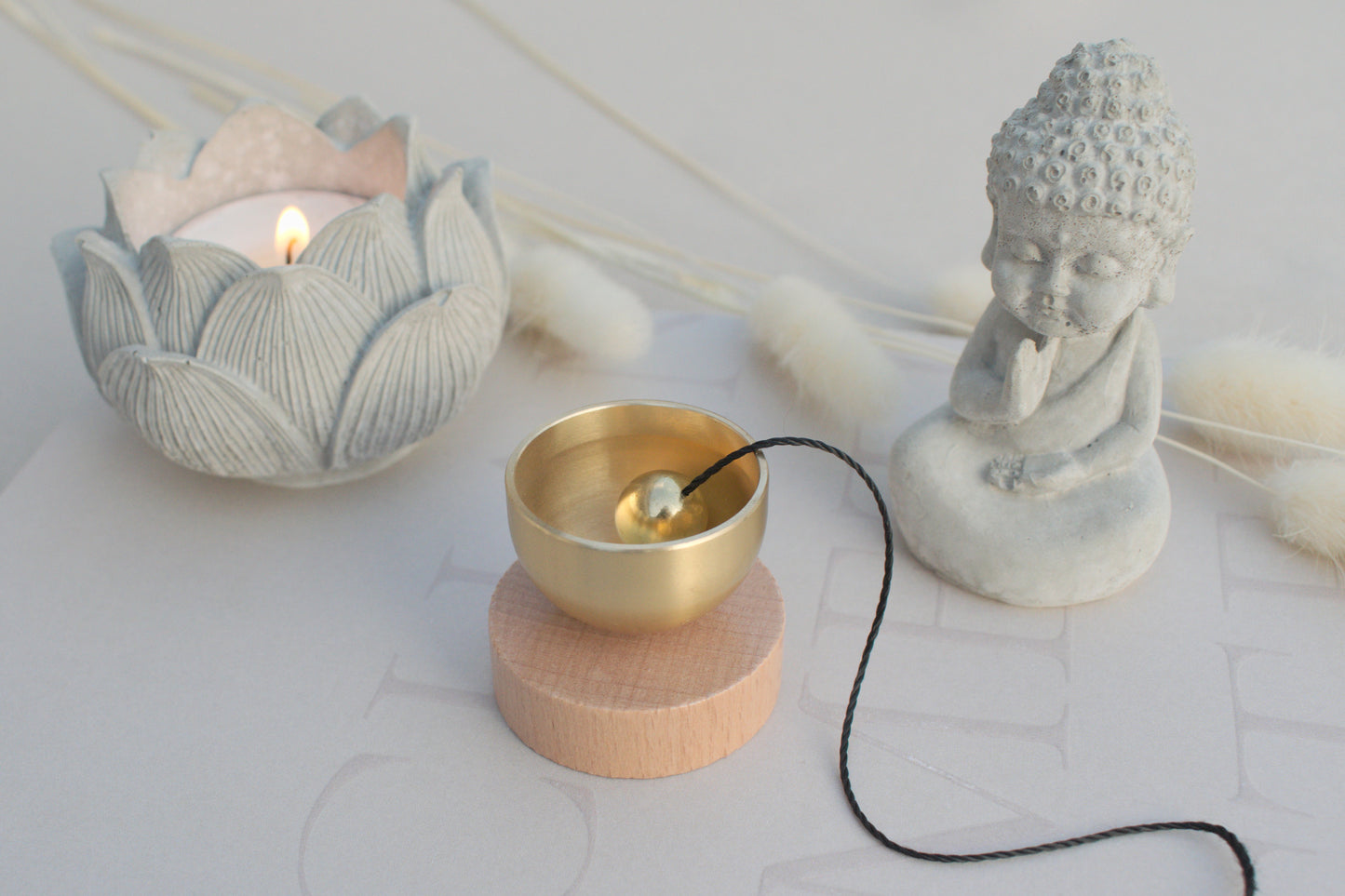 Mini singing bowl with wooden base for your meditation or yoga