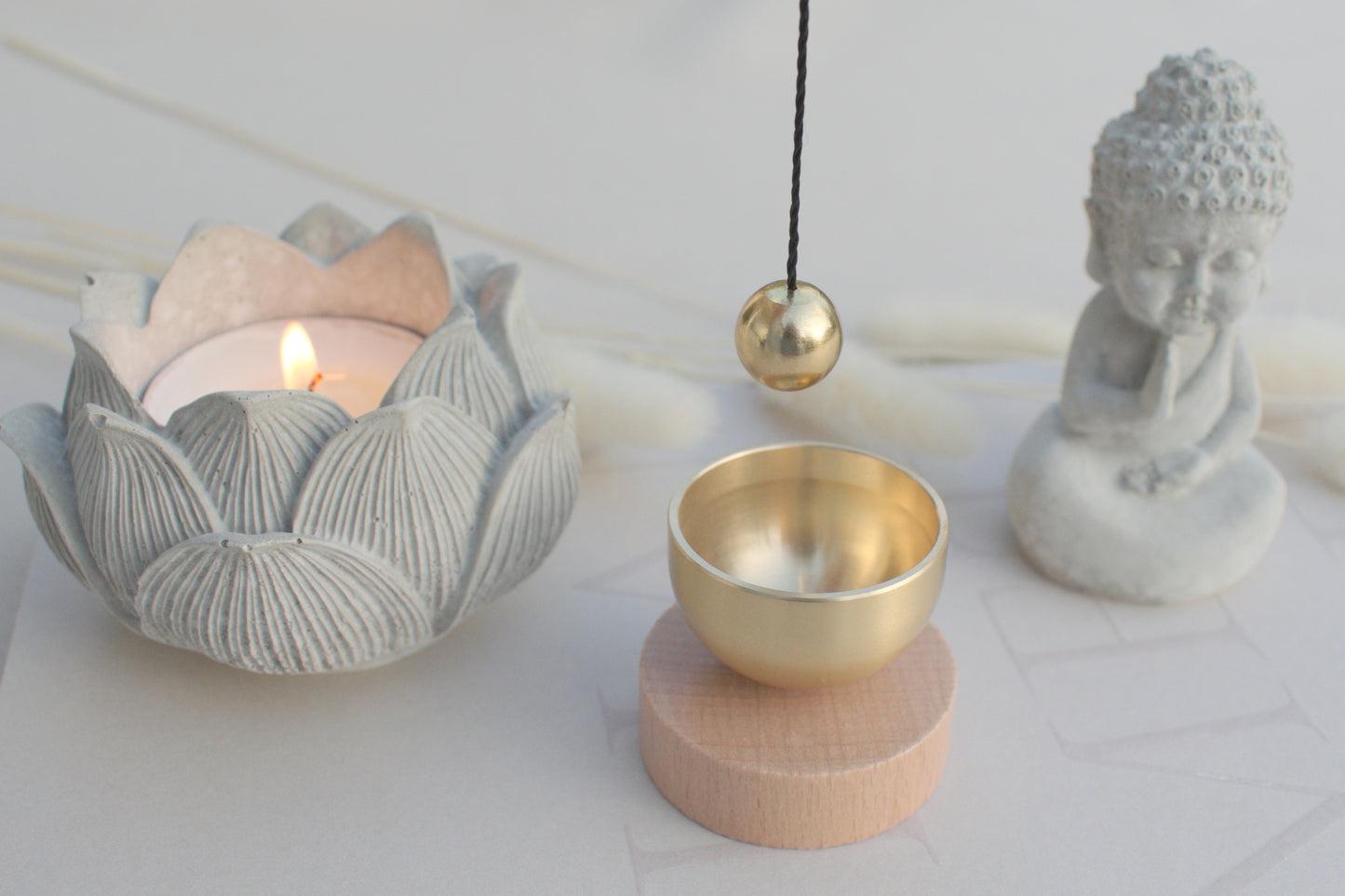 Mini singing bowl with wooden base for your meditation or yoga