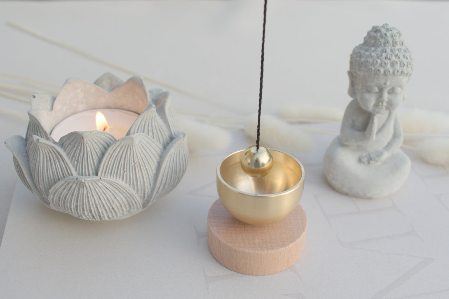Mini singing bowl with wooden base for your meditation or yoga