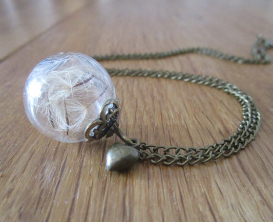 Kette mit Pusteblumen, bronzene Vintage Kette, Kette mit Blüten, Geschenk zum Muttertag