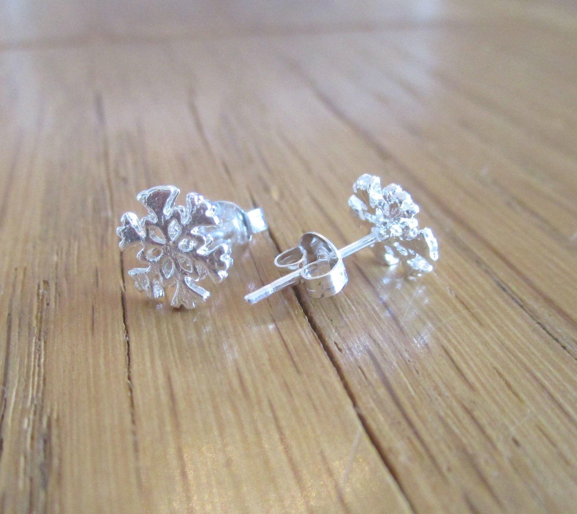 Ohrstecker Schneeflocke 925, Sterling Silber Ohrringe, Ohrringe Schneeflocke, elegante Ohrringe