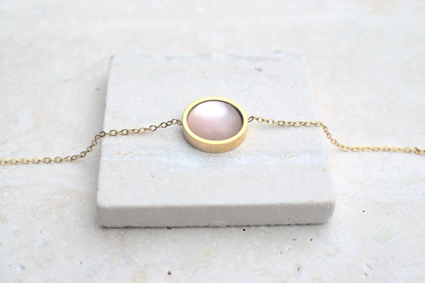 Minimalistisches Armband in gold und rosa, Hochzeit Schmuck, Damenarmband gold rosa