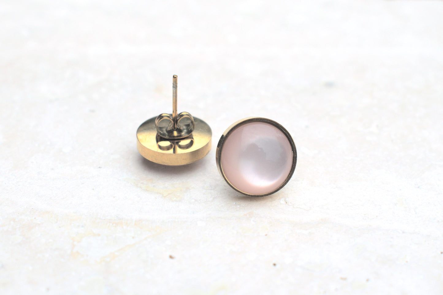 Goldene Ohrstecker, Ohrstecker zur Hochzeit, Gold rosa Ohrstecker, elegante Ohrringe