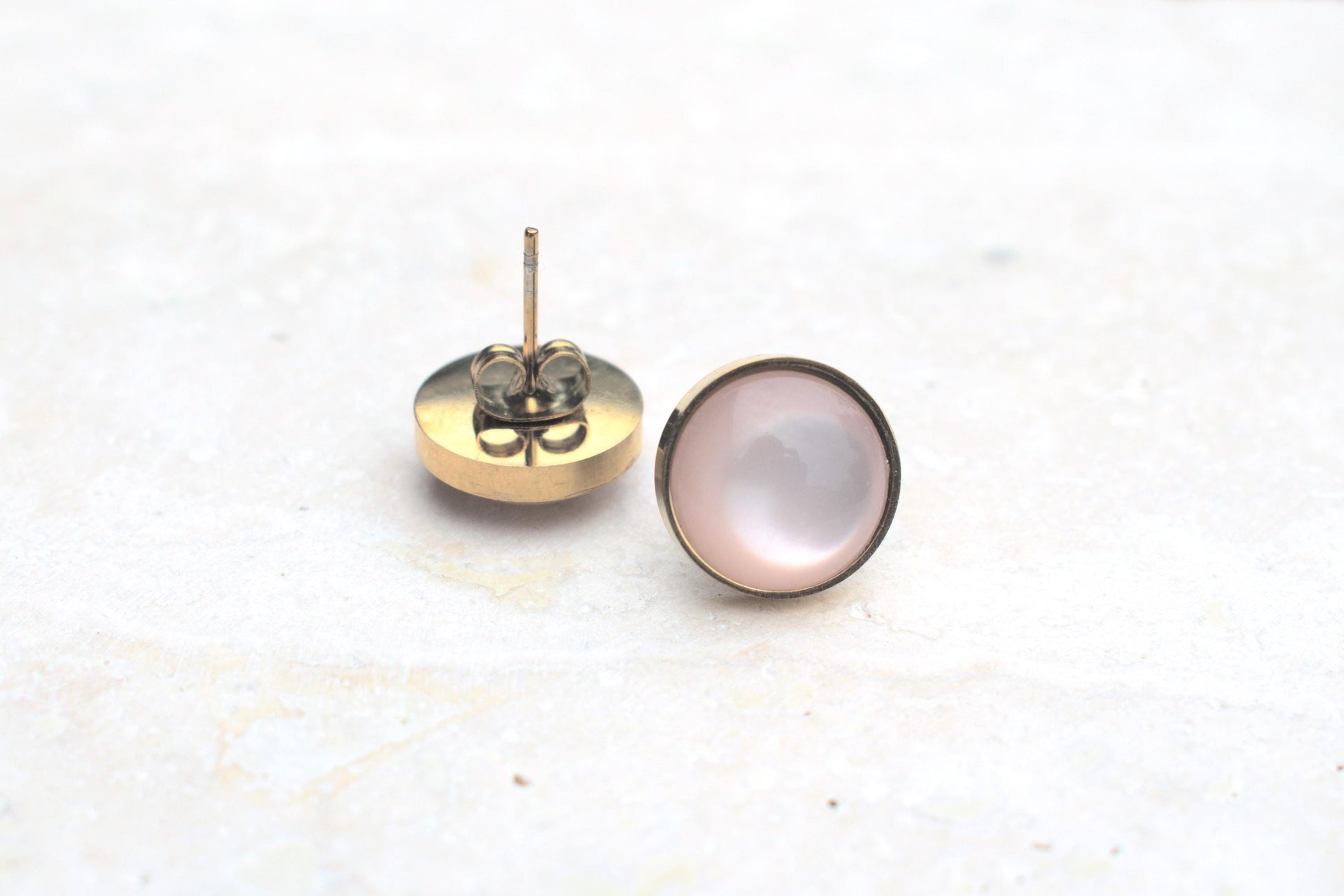 Goldene Ohrstecker, Ohrstecker zur Hochzeit, Gold rosa Ohrstecker, elegante Ohrringe