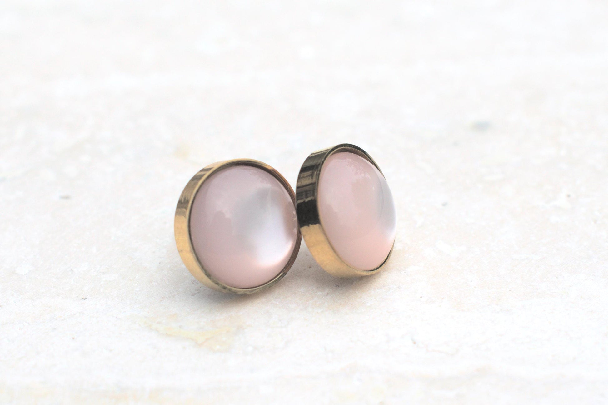 Goldene Ohrstecker, Ohrstecker zur Hochzeit, Gold rosa Ohrstecker, elegante Ohrringe