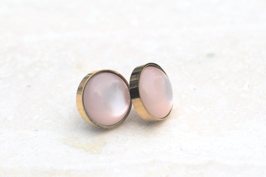 Goldene Ohrstecker, Ohrstecker zur Hochzeit, Gold rosa Ohrstecker, elegante Ohrringe