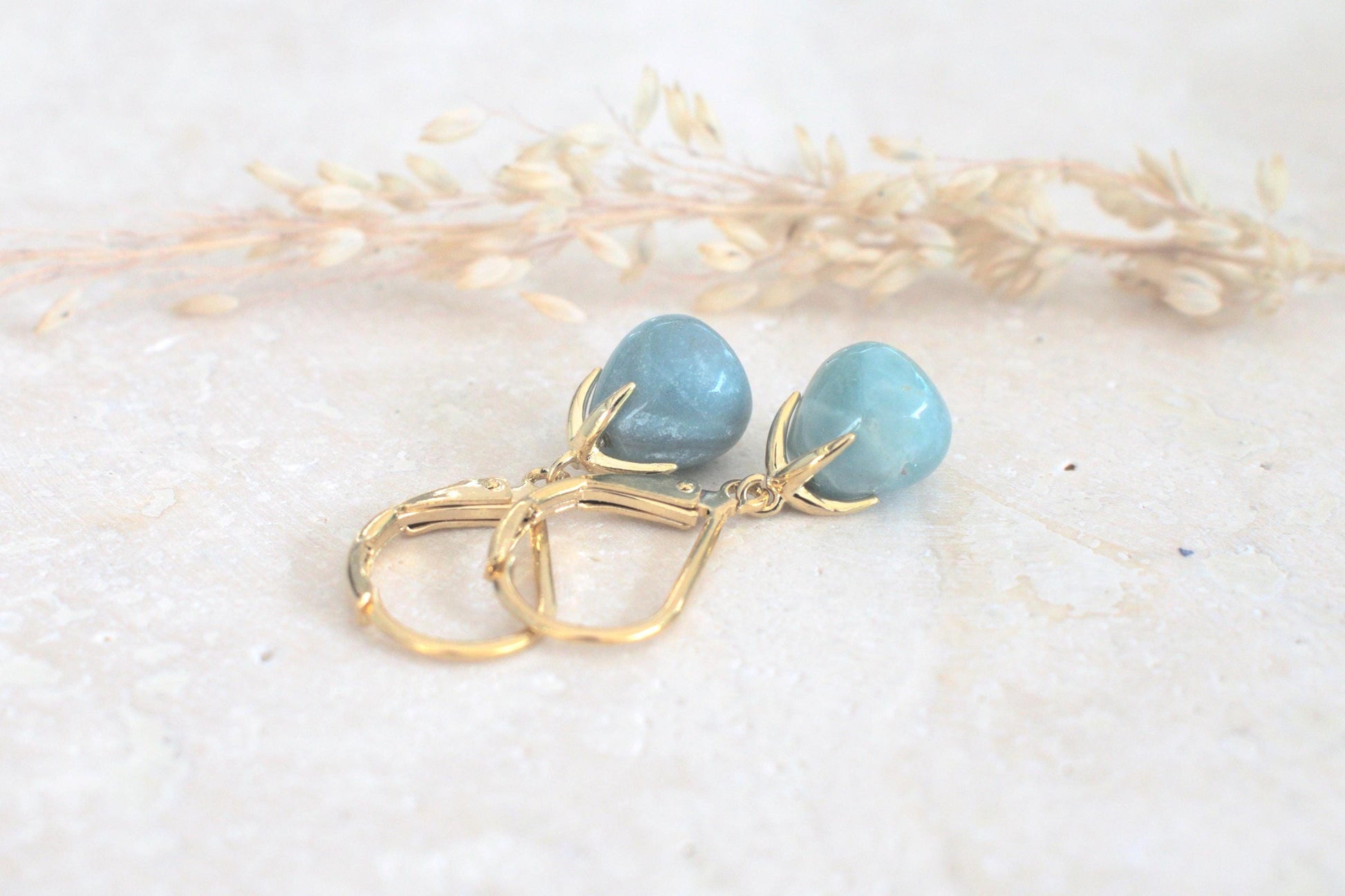 Amazonit Ohrringe, Edelsteinschmuck, hängende Ohrringe, türkise Ohrringe, Hängeohrringe mit Edelstein