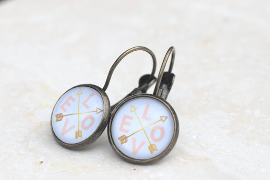 Ohrringe Love, vintage Ohrringe, Ohrringe mit Cabochon, Geschenk für Freundin