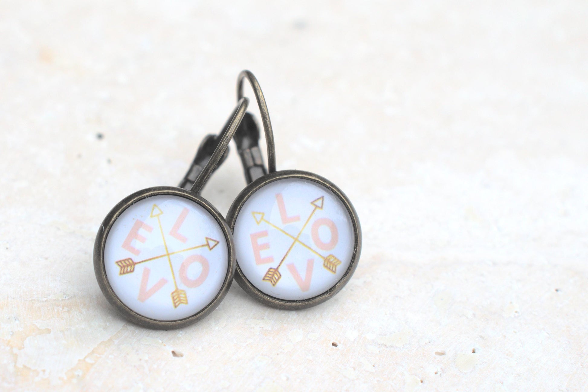 Ohrringe Love, vintage Ohrringe, Ohrringe mit Cabochon, Geschenk für Freundin