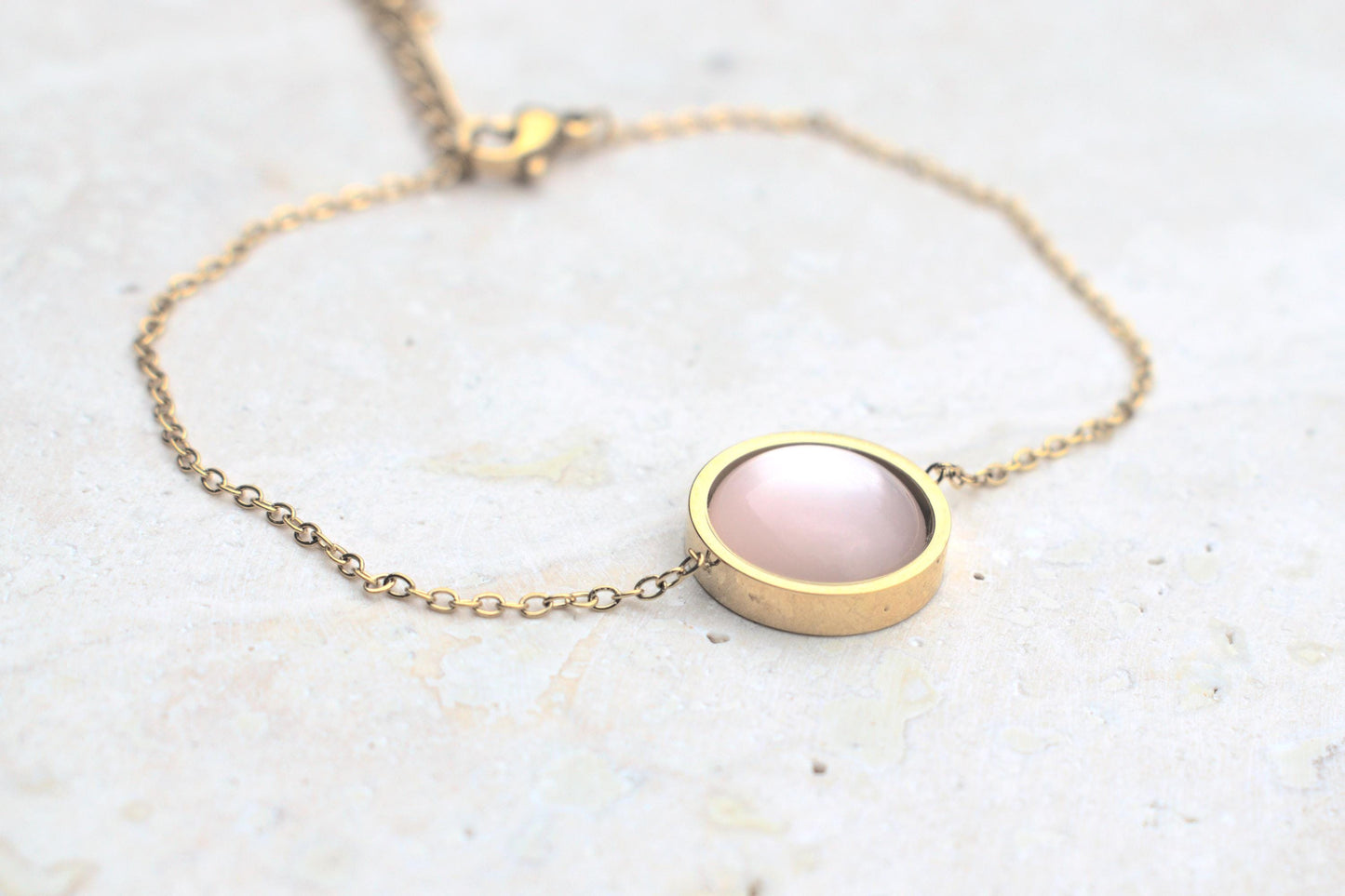 Minimalistisches Armband in gold und rosa, Hochzeit Schmuck, Damenarmband gold rosa