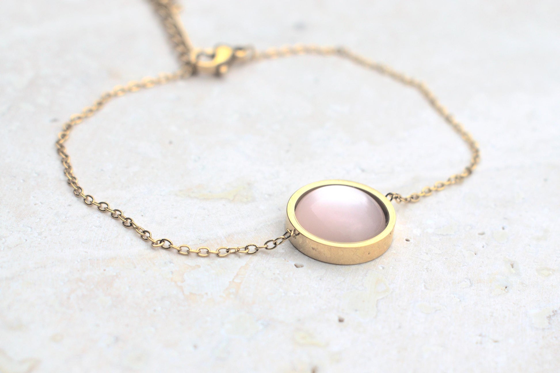 Minimalistisches Armband in gold und rosa, Hochzeit Schmuck, Damenarmband gold rosa