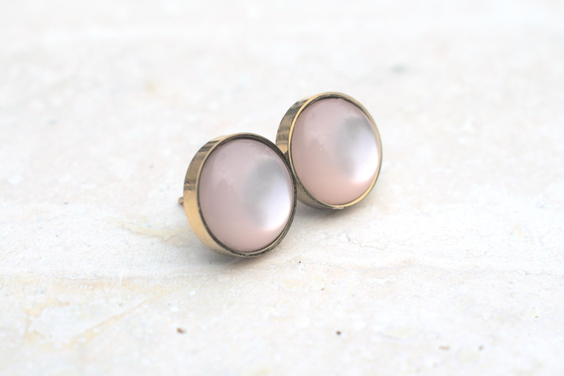 Goldene Ohrstecker, Ohrstecker zur Hochzeit, Gold rosa Ohrstecker, elegante Ohrringe