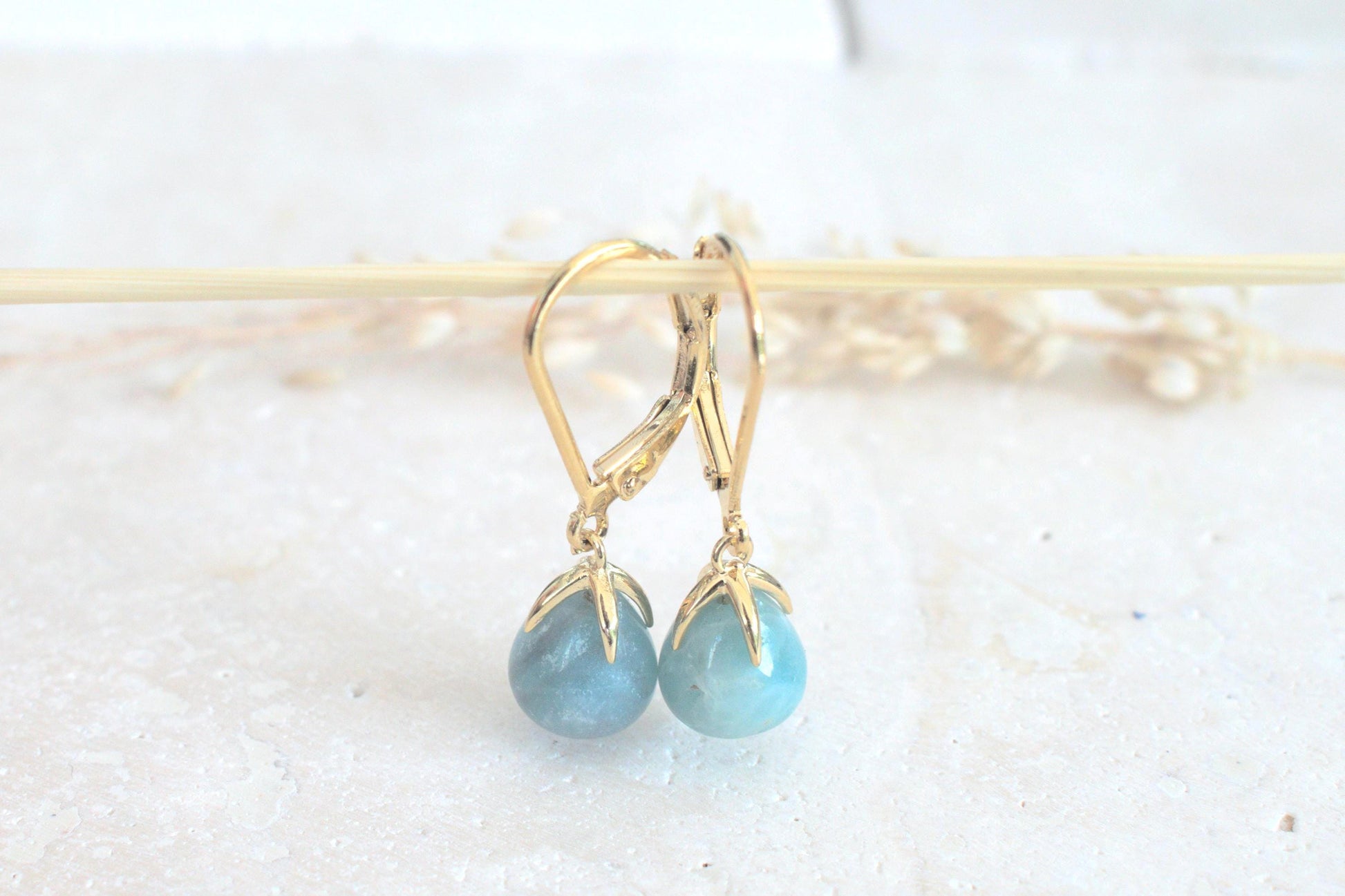 Amazonit Ohrringe, Edelsteinschmuck, hängende Ohrringe, türkise Ohrringe, Hängeohrringe mit Edelstein