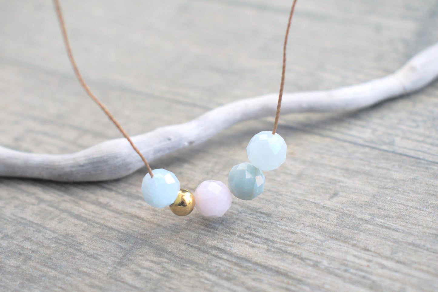 Kette mit Morganit Perlen, Edelstein Kette, Edelstein Kette Damen