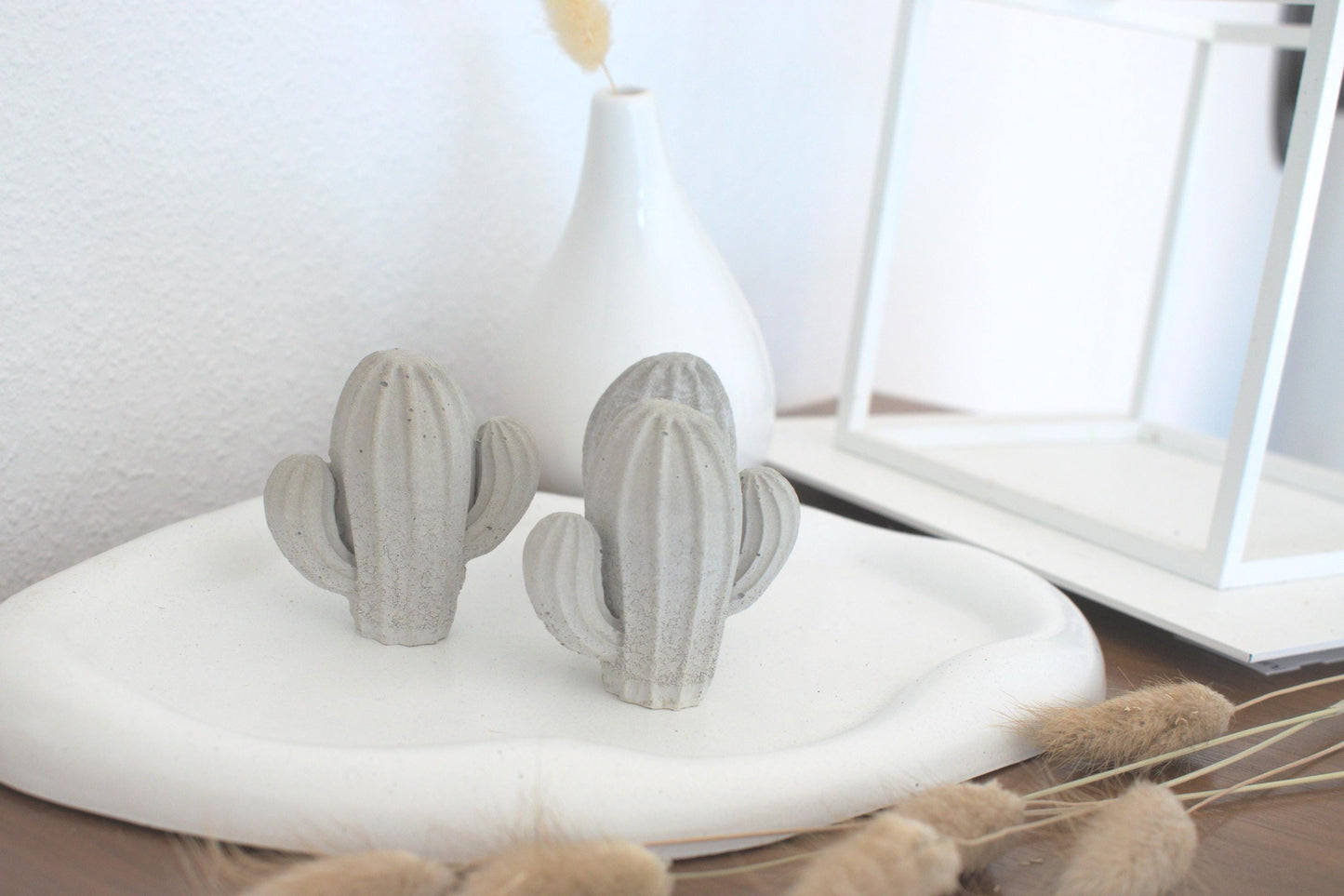 Kaktus aus Beton, Ringhalter aus Beton, kleiner Kaktus, grauer Kaktus