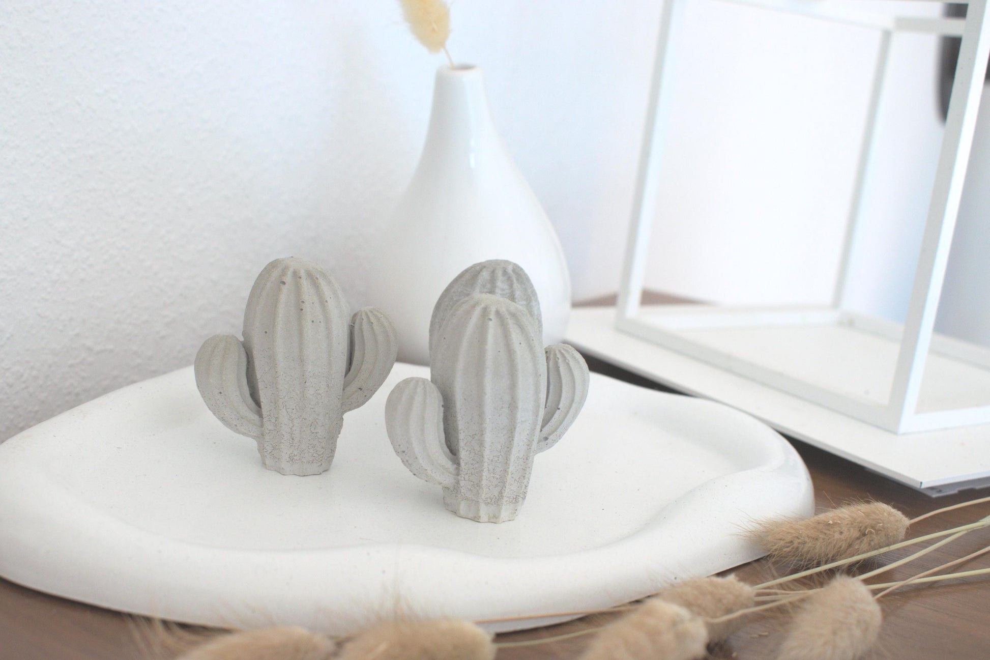 Kaktus aus Beton, Ringhalter aus Beton, kleiner Kaktus, grauer Kaktus