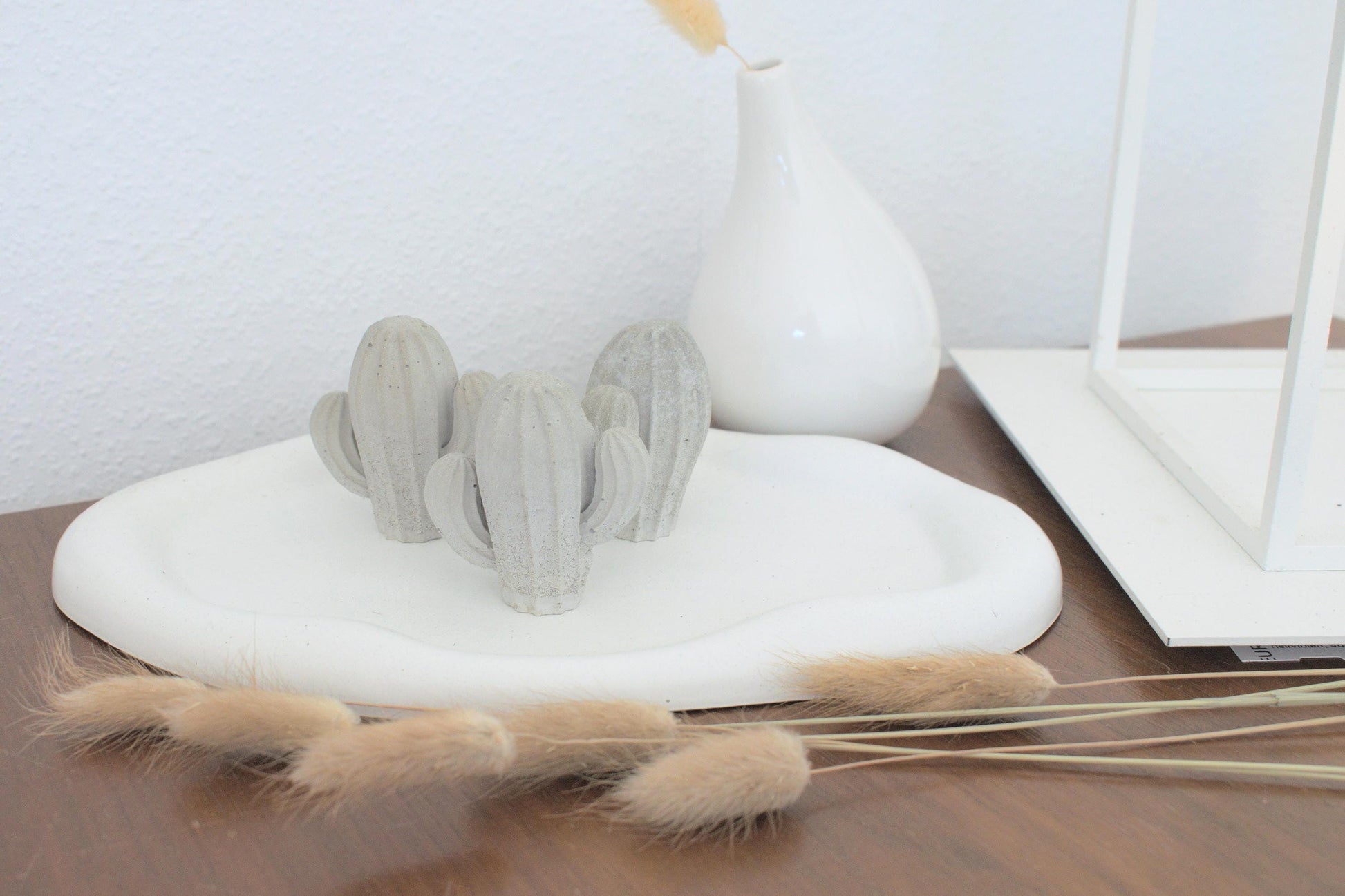 Kaktus aus Beton, Ringhalter aus Beton, kleiner Kaktus, grauer Kaktus