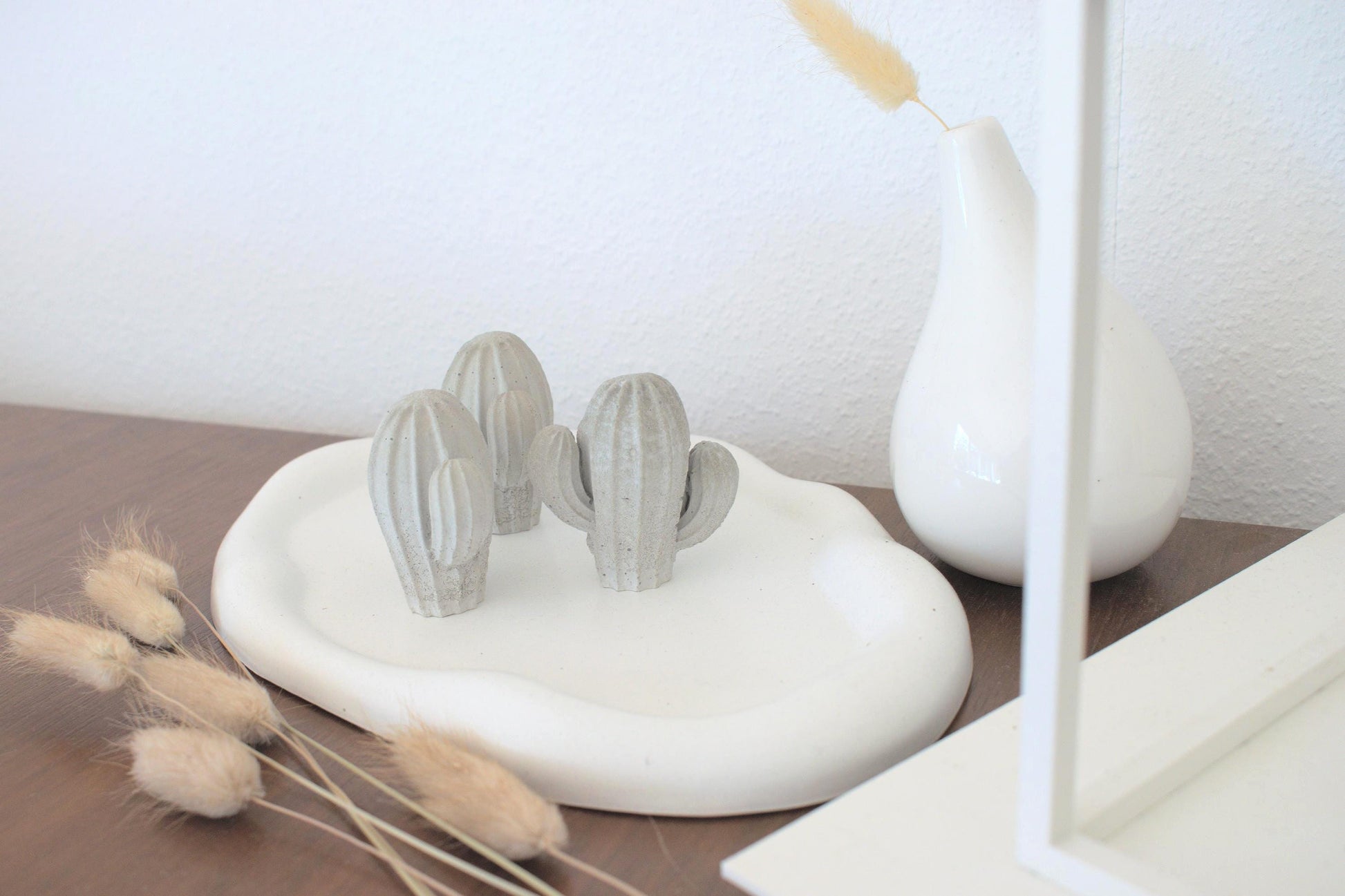 Kaktus aus Beton, Ringhalter aus Beton, kleiner Kaktus, grauer Kaktus