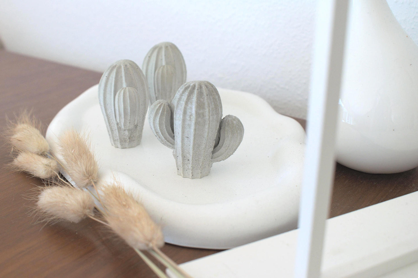 Kaktus aus Beton, Ringhalter aus Beton, kleiner Kaktus, grauer Kaktus