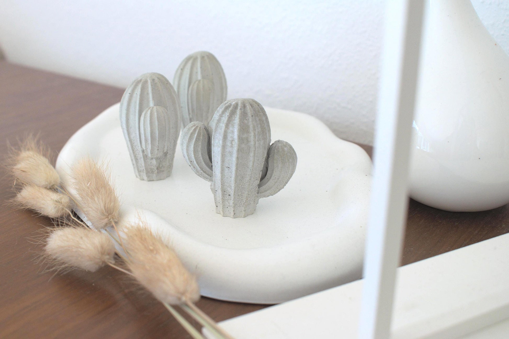 Kaktus aus Beton, Ringhalter aus Beton, kleiner Kaktus, grauer Kaktus